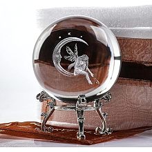 Inner Carving Glass Crystal Ball Diaplay Decoration PW-WG80134-03