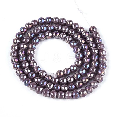 Electroplate Opaque Glass Beads Strands GLAA-T032-P4mm-AB15-1