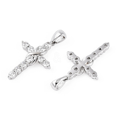 Rhodium Plated 925 Sterling Silver Micro Pave Clear Cubic Zirconia Pendants STER-T007-33P-1