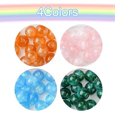 64Pcs 4 Colors Round Imitation Cat Eye Resin Beads RESI-FS0001-66C-1