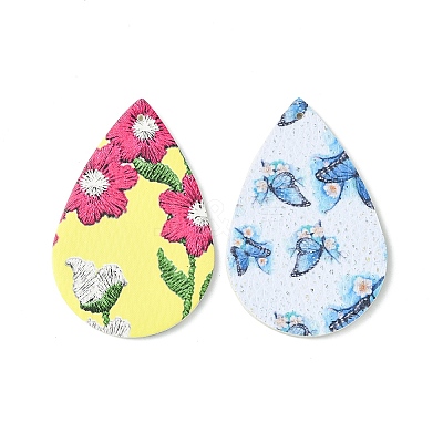 Butterfly/Flower/Teardrop PU Leather Big Pendants FIND-X0010-12-1