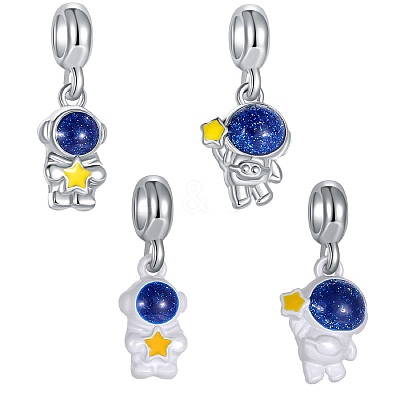 16Pcs 4 Styles Spray Printed Alloy European Dangle Charms FIND-CJ0005-53-1