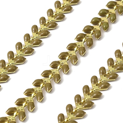 Brass Enamel Leaf Link Chains CHC-F021-02G-04-1