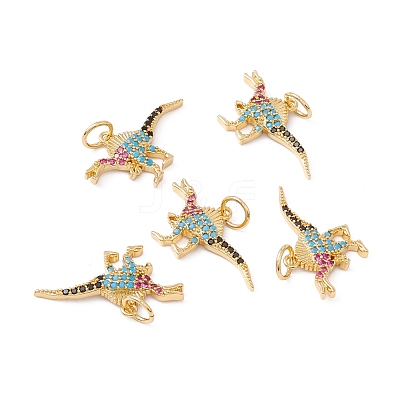 Rack Plating Brass Micro Pave Colorful Cubic Zirconia Pendants ZIRC-C040-48B-G-1