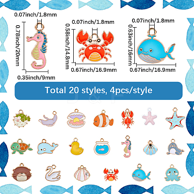 80Pcs 20 Styles Alloy Enamel Pendants ENAM-SC0007-08B-1