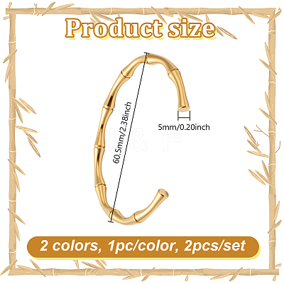 2Pcsc 2 Colors 304 Stainless Steel Cuff Bangles BJEW-GO0001-18-1