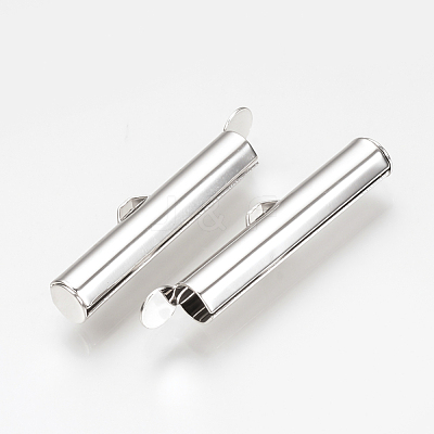 Brass Slide On End Clasp Tubes X-KK-Q735-285P-1