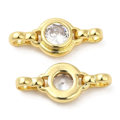 Rack Plating Brass Pave Clear Cubic Zirconia Connector Charms KK-Z028-05G-1