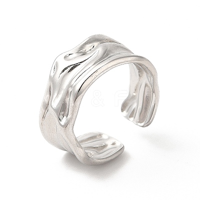 Non-Tarnish 304 Stainless Steel Twist Open Cuff Ring for Women RJEW-E063-24P-1