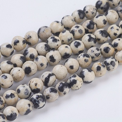 Natural Dalmation Jasper Beads Strands G-G515-4mm-06-1