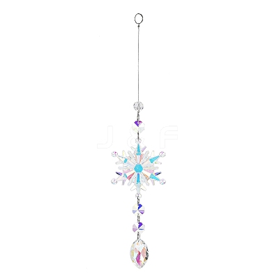 AB Color Glass Snowflake Pendant Decorations AJEW-Q144-02P-04-1