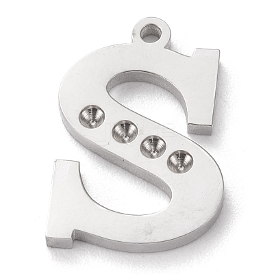 Tarnish Resistant 304 Stainless Steel Letter Pendant Rhinestone Settings STAS-J028-01S-1