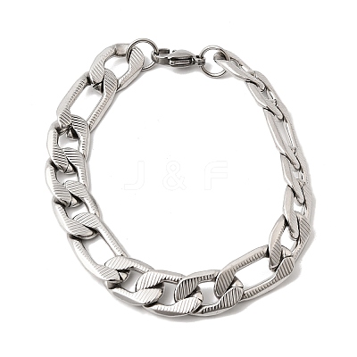 201 Stainless Steel Cuban Link Chains Bracelets for Women Men STAS-T077-19B-01P-1