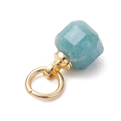 Natural Multicolor Tourmaline Table Cut Cube Charms with 304 Stainless Steel Findings PALLOY-JF04873-1