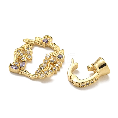 Brass Micro Pave Cubic Zirconia Fold Over Clasps KK-U037-25G-01-1