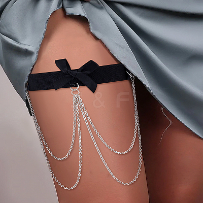 1Pc Bowknot Elastic Fibre Strappy Leg Chains AJEW-LP0006-47A-1