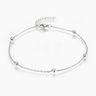 Tarnish Resistant 304 Stainless Steel Anklets AJEW-H013-02P-1