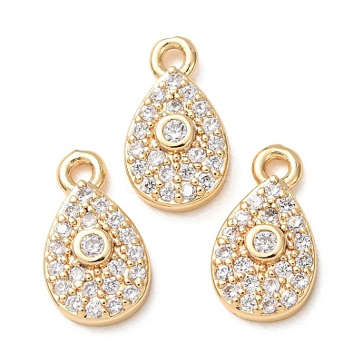Brass Micro Pave Cubic Zirconia Charms CU-K002-01C-1