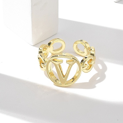 Brass Open Cuff Rings for Women RJEW-K289-01G-V-1