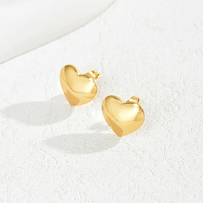 Romantic Smooth Heart 201 Stainless Steel Stud Earrings JJ3371-1-1