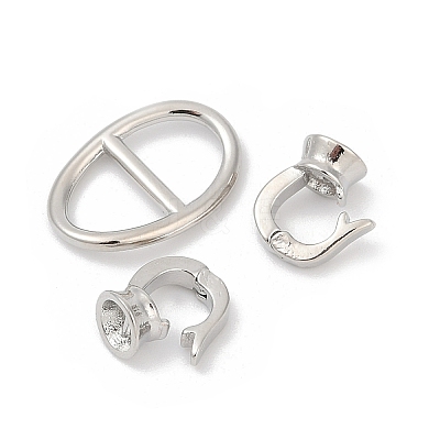 Oval Brass Fold Over Clasps KK-U062-43P-1