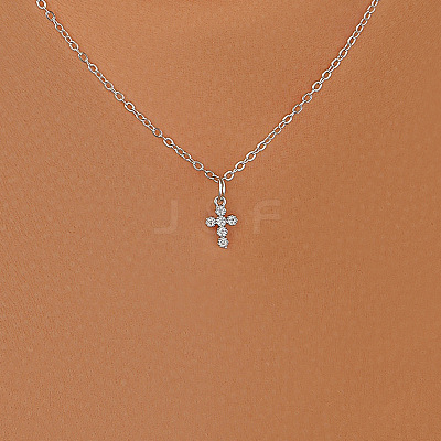 Cross Alloy with Crystal Rhinestone Pendant Necklaces WGAF0E8-03-1