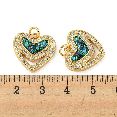 Valentine's Day Brass Micro Pave Cubic Zirconia with Synthetic Opal Pendants KK-D096-02C-G-1
