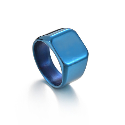 Square 304 Stainless Steel Finger Rings WGB1DFB-01-1