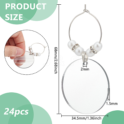 24Pcs Mirror Surface Acrylic Wine Glass Charms AJEW-BC00009-1