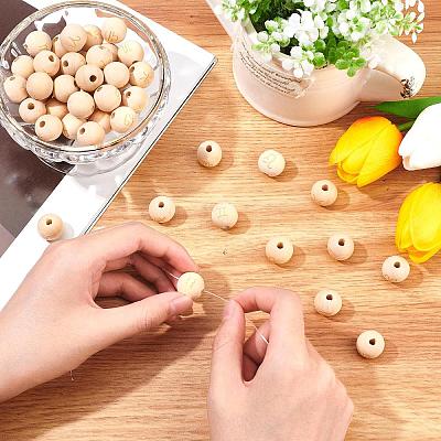 48 Pcs 12 Styles Unfinished Natural Wood European Beads WOOD-SC0001-31-1