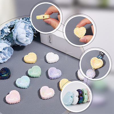 30Pcs UV Plating Iridescent Acrylic Beads OACR-SP0001-31-1