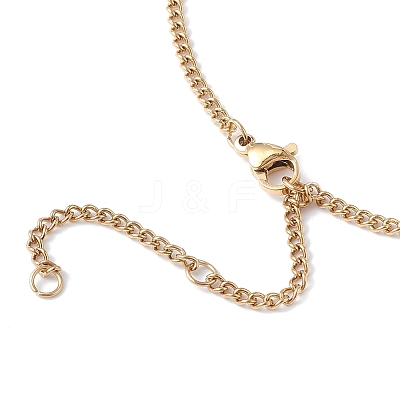 Stainless Steel Initial Letter Rectangle Pendant Necklace for Men Women LS-NJEW-E090-01G-26-1