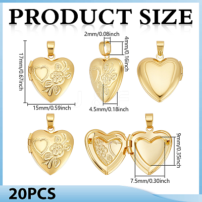 20Pcs Rack Plating Brass Locket Pendants KK-UN0005-91-1