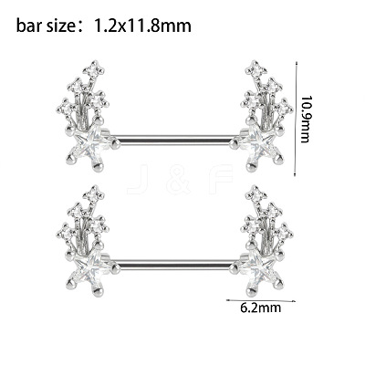304 Stainless Steel Clear Cubic Zirconia Nipple Rings WG434B5-05-1