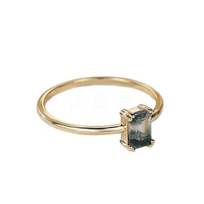 Brass and Moss Agate Finger Rings for Women FS-WGD1EDF-06-1