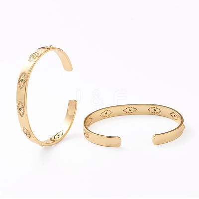 Brass Micro Pave Cubic Zirconia Cuff Bangles BJEW-Z001-02A-1