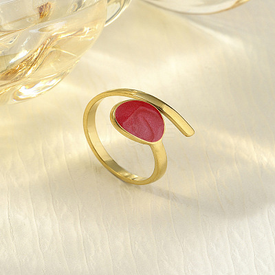 304 Stainless Steel Enamel Cuff Rings FS-WG277BE-16-1
