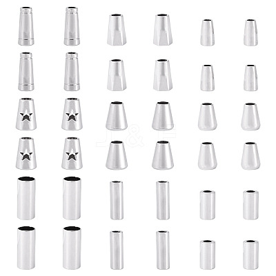 54Pcs 9 Styles Alloy Cord End FIND-TA0008-08-1