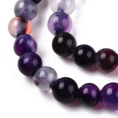 Natural Striped Agate/Banded Agate Bead Strands G-T046-4mm-B01-1