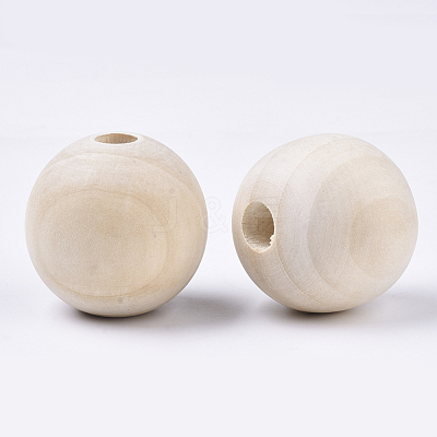 Unfinished Natural Wood Beads WOOD-Q041-04A-1