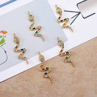5Pcs Brass Micro Pave Cubic Zirconia Links Connectors ZIRC-SZ0002-80G-1