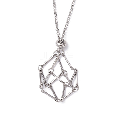 Crystal Holder Cage Necklace X-NJEW-JN04585-1