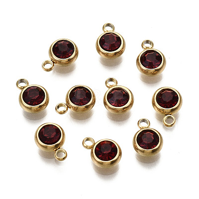 PVD Vacuum Plating 201 Stainless Steel Rhinestone Charms STAS-S068-01G-1