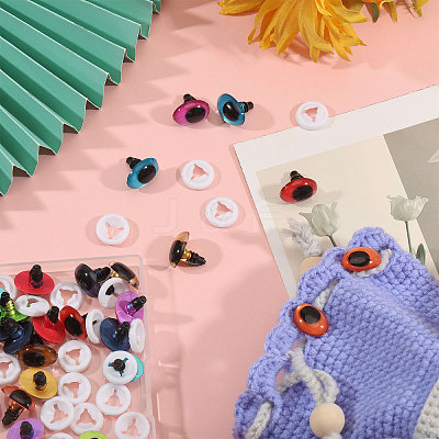 14Pairs 7 Colors Plastic Craft Eyes DIY-CA0007-86B-1