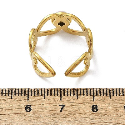 316 Stainless Steel with Natural Mixed Gemstone Cuff Rings RJEW-Z098-01G-01-1