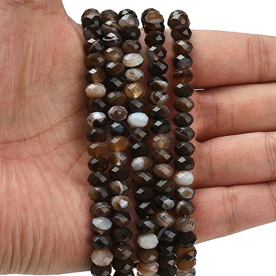 Natural Banded Agate Beads Strands G-Z111-A01-03-1