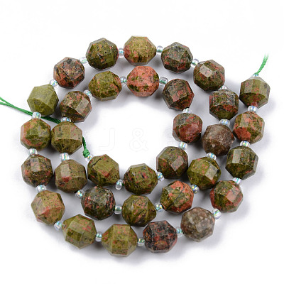 Natural Unakite Beads Strands G-R482-15-10mm-1