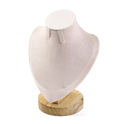Bust Shaped Microfiber & Wood Jewelry Necklace & Earrings Display Stands NDIS-H042-01A-03-1
