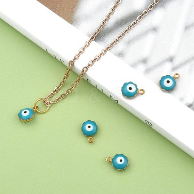 Golden Tone Brass Enamel Charms KK-Q571-05E-1