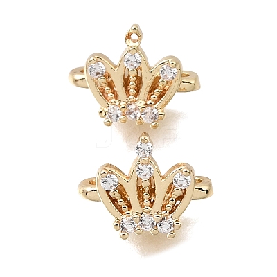 Brass Micro Pave Clear Cubic Zirconia 2-Loop Crown Spacer Bars KK-C258-16LG-1
